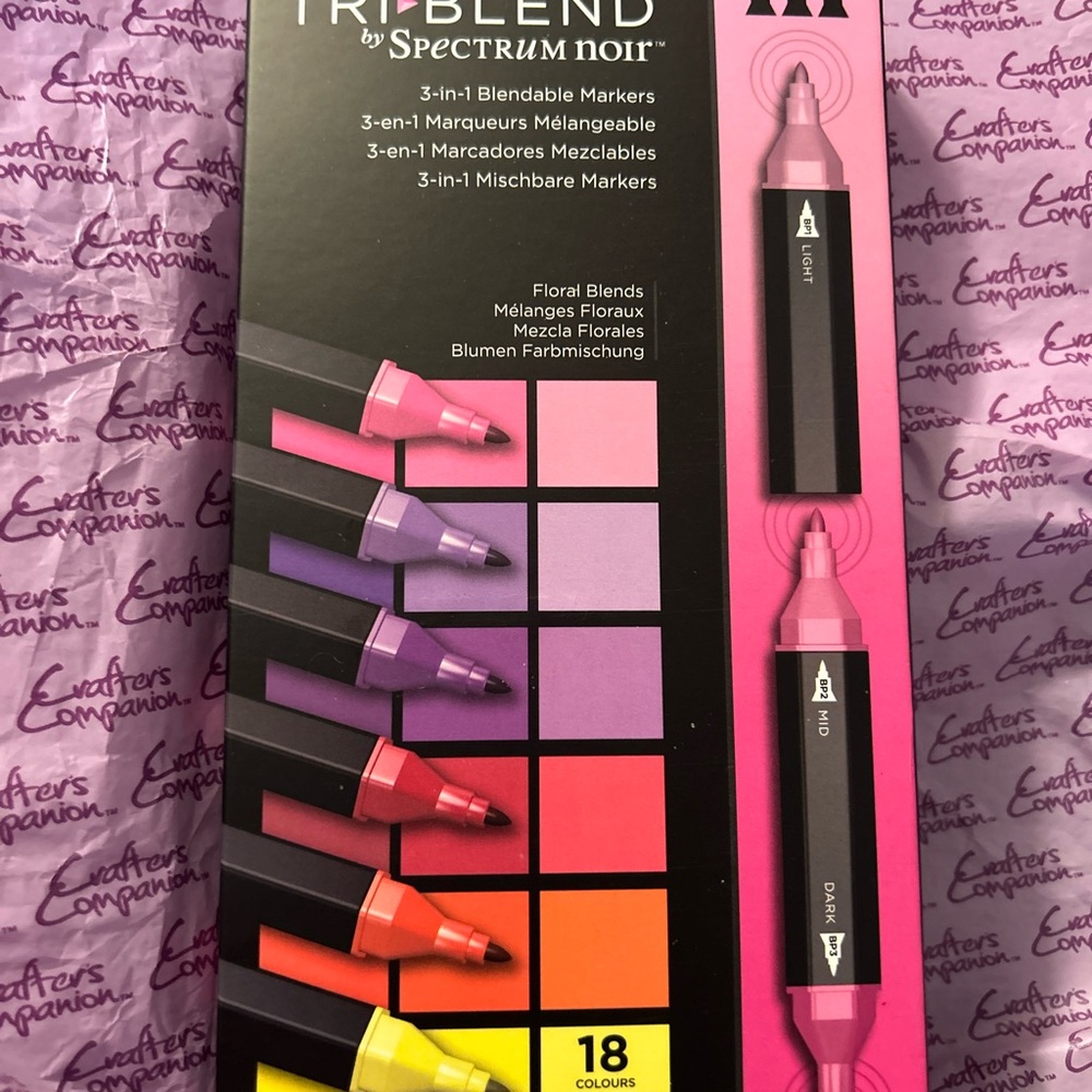 Crafters Companion six spectrum noir tri-blend markers.  “FLORAL BLENDS”